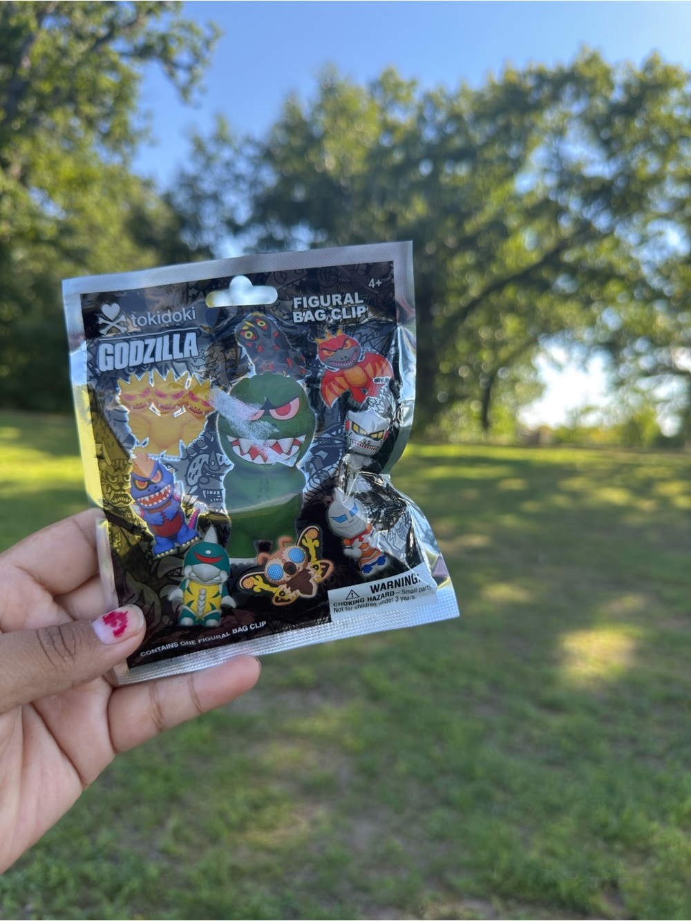tokidoki Godzilla Figural Bag Clip - Green and Black Packaging
